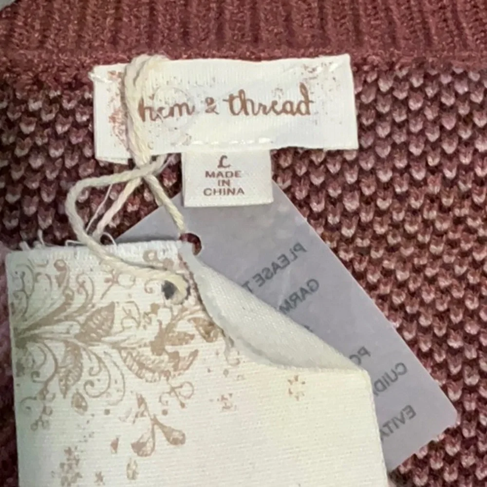 HEM & THREAD Flower Boxy Cardigan L 22” p2p Terra Rose $50 Retail NWT - Picture 4 of 13